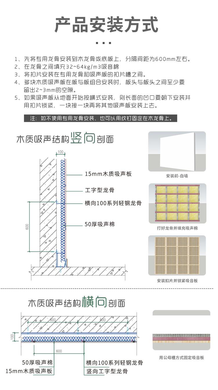 孔狀吸音板安裝方式